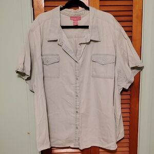 Woman Within Light Blue Denim Cotton Shirt